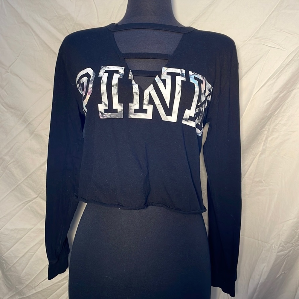Victoria’s Secret PINK Black Top with Marble Lettering